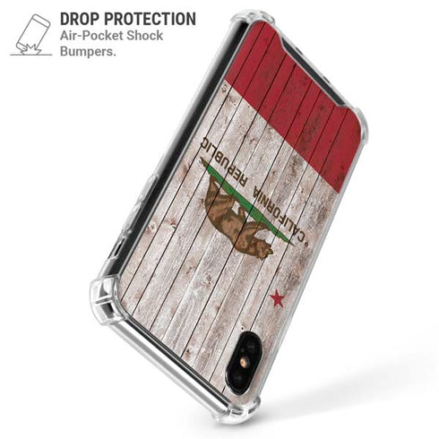 California Flag Dark Wood iPhone XS Max Clear Case